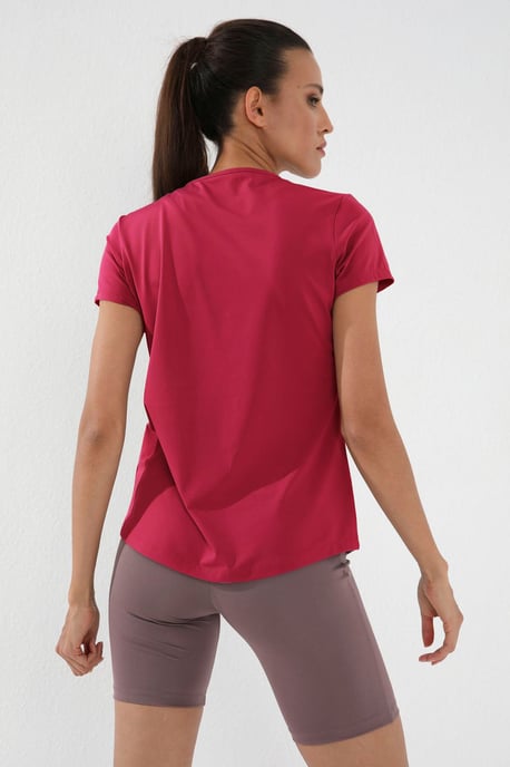 Damen Unifarben Kurzarm Rundhals T-Shirt - Image 6