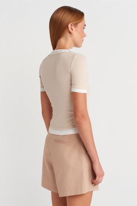 Damen Crop Slim-Fit Rundhals-T-Shirt - Image 2