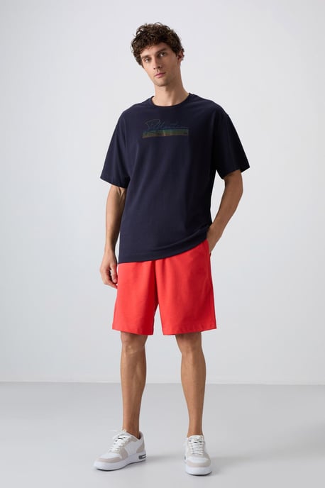Übergröße Bedrucktes Baumwoll-Misch-T-Shirt - Image 2