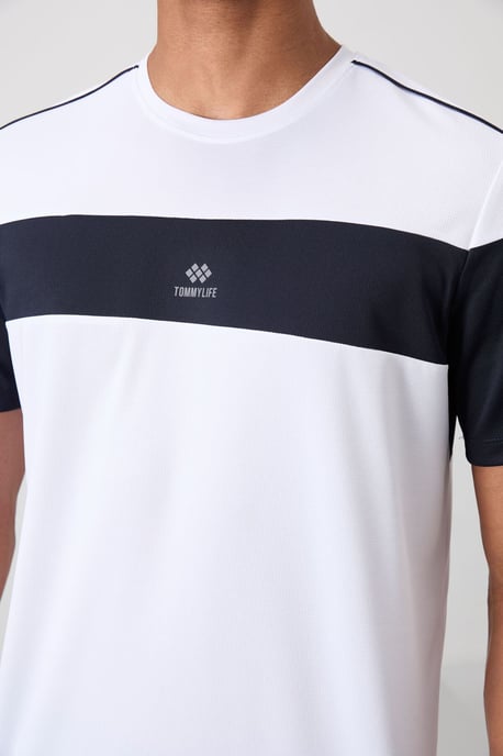 Herren Farbblock Rundhals-T-Shirt - Image 3