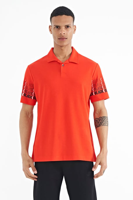 Herren Baumwoll Polo-Kragen bedrucktes T-Shirt - Image 1