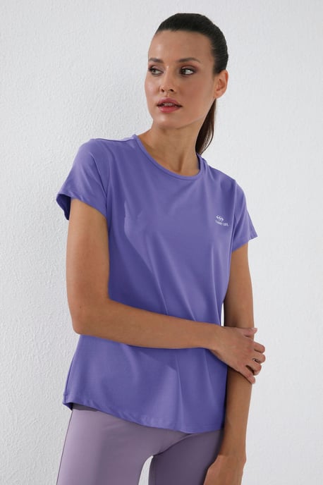 Damen Unifarben Kurzarm Rundhals T-Shirt - Image 3