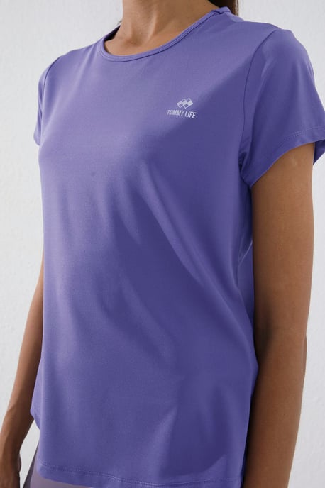 Damen Unifarben Kurzarm Rundhals T-Shirt - Image 4