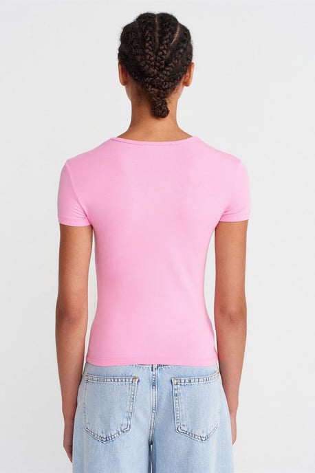 Damen Crop Slim-Fit Rundhals-T-Shirt - Image 2