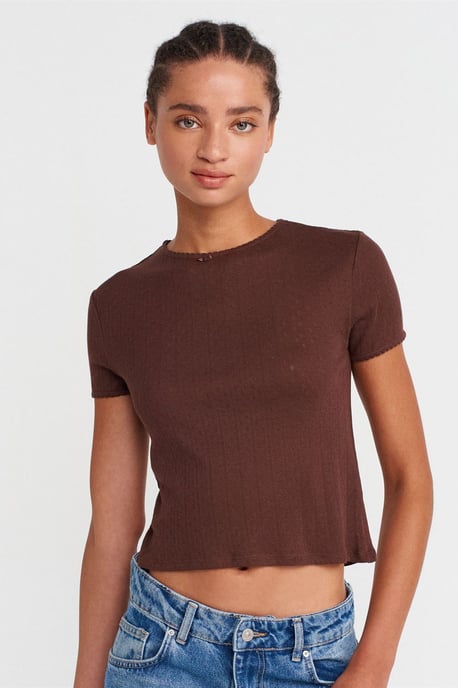 Damen Rippendesignt Crop-Top - Image 1