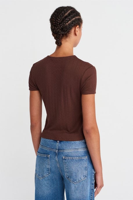 Damen Rippendesignt Crop-Top - Image 2
