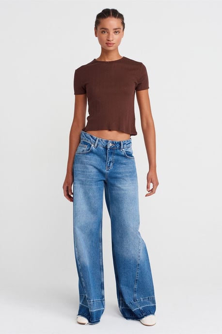 Damen Rippendesignt Crop-Top - Image 4