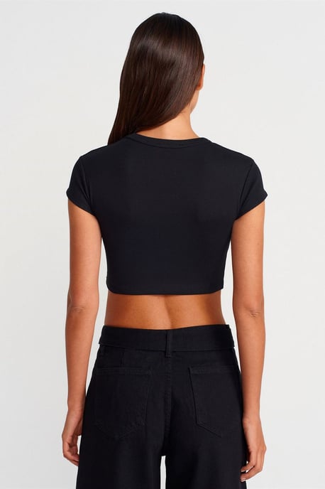 Damen Slim Fit Crop Crew Neck T-Shirt - Image 2
