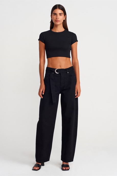 Damen Slim Fit Crop Crew Neck T-Shirt - Image 4