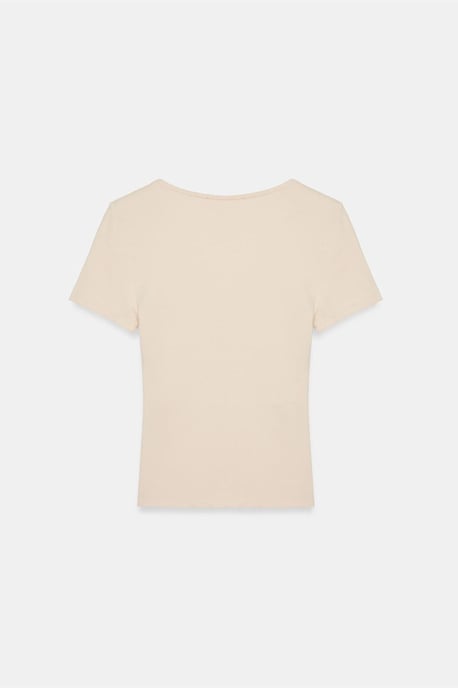Figurbetontes V-Ausschnitt T-Shirt mit kurzen Ärmeln - Image 6