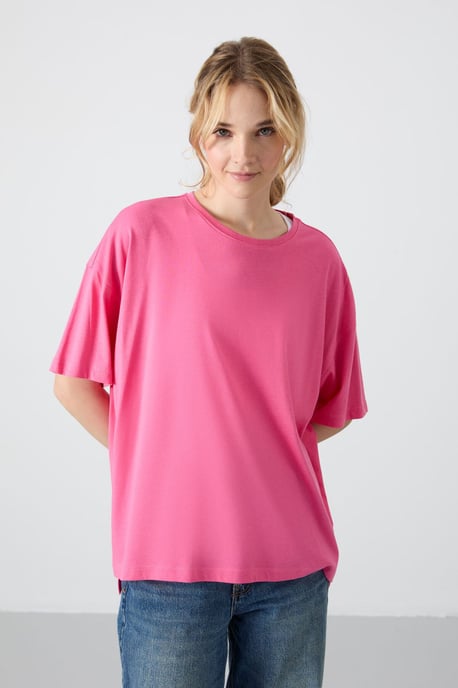 Oversized Baumwoll-Modal Rundhals-T-Shirt - Image 4
