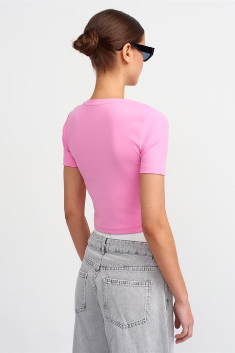 Damen Slim Fit Crop Crew Neck T-Shirt - Image 2
