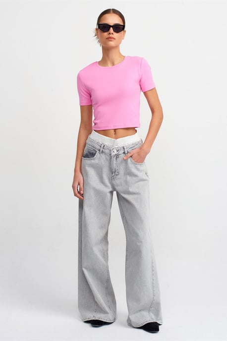 Damen Slim Fit Crop Crew Neck T-Shirt - Image 4