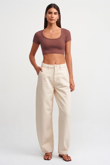 Damen Ribbed Crop T-Shirt - Image 4