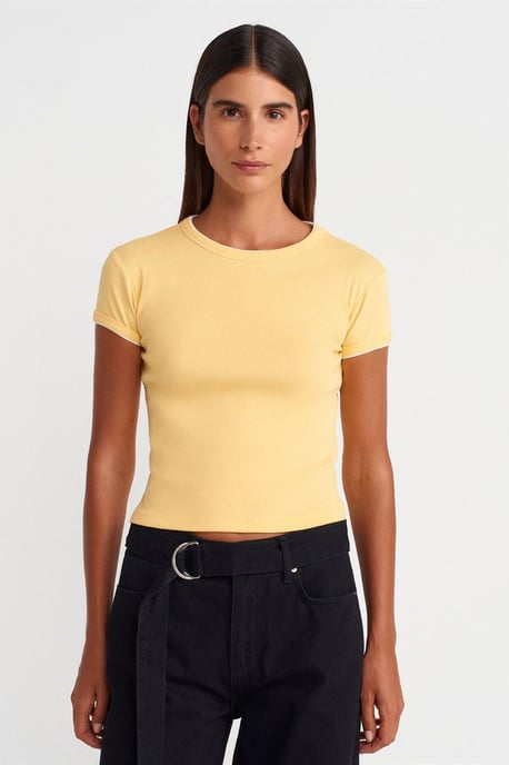 Damen Slim Fit Baumwoll-Crop-T-Shirt - Image 1
