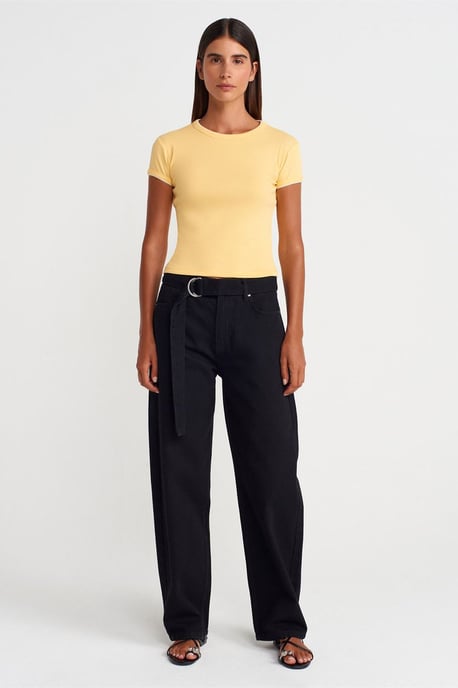 Damen Slim Fit Baumwoll-Crop-T-Shirt - Image 4