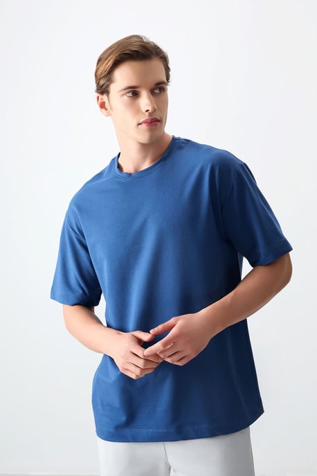 Oversized Baumwollmischung Rundhalsausschnitt T-Shirt - Image 2