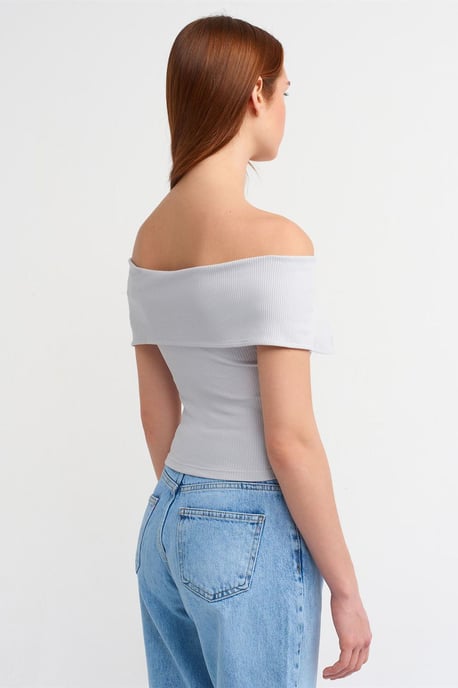 Damen Carmenausschnitt Crop-Top mit Reißverschluss - Image 2