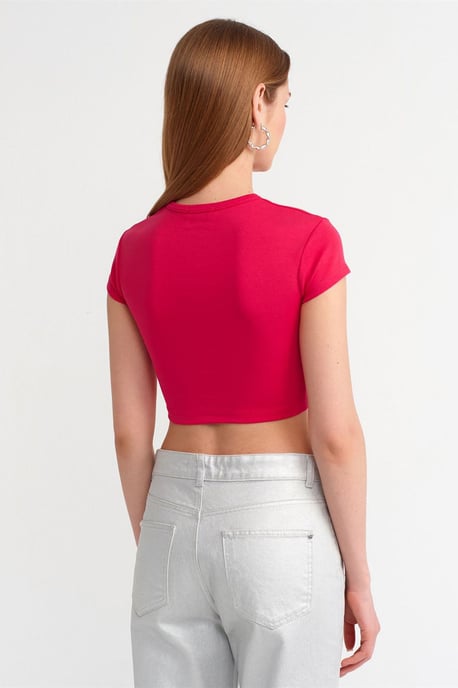 Damen Crop Slim-Fit Rundhals T-Shirt - Image 2