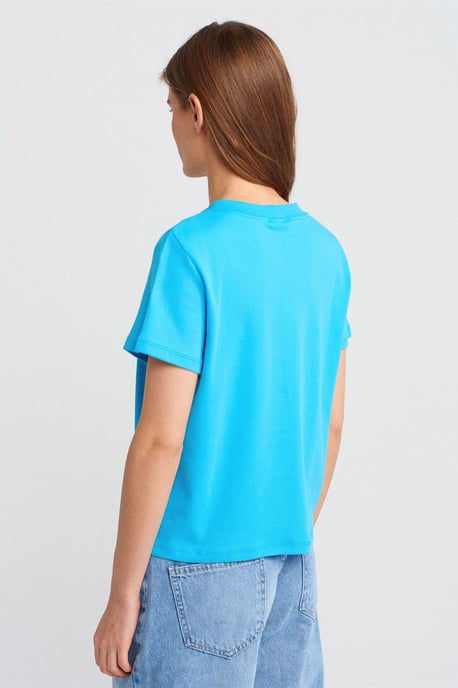 Damen Baumwoll Rundhalsausschnitt T-Shirt mit Stickerei - Image 2