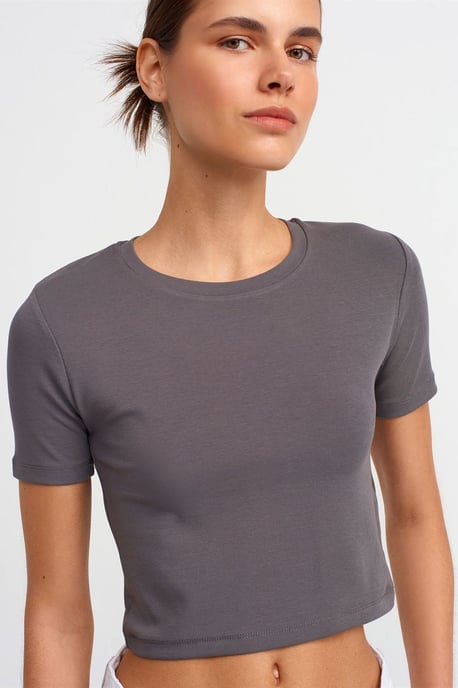 Damen Slim Fit Crop Crew Neck T-Shirt - Image 4