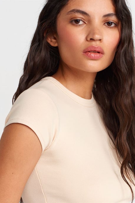 Damen Slim Fit Crop Crew Neck T-Shirt - Image 3