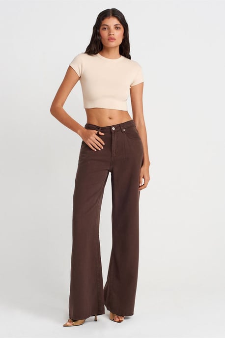 Damen Slim Fit Crop Crew Neck T-Shirt - Image 4