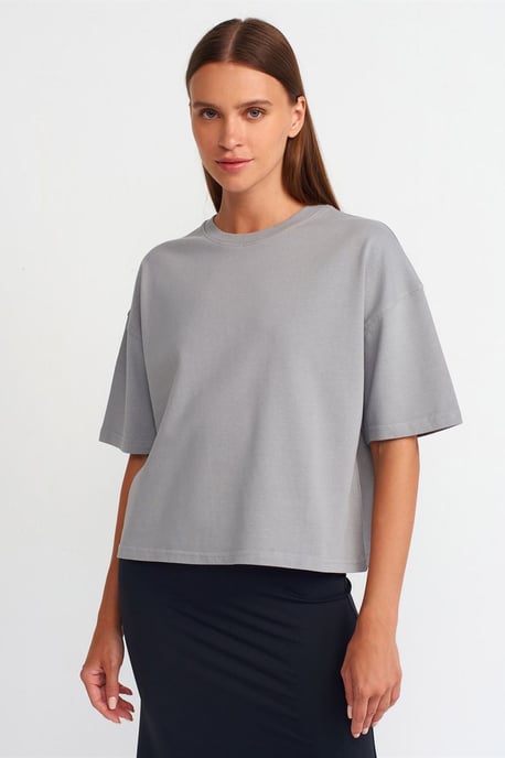 Übergroßes Baumwoll-Crewneck-T-Shirt - Image 1