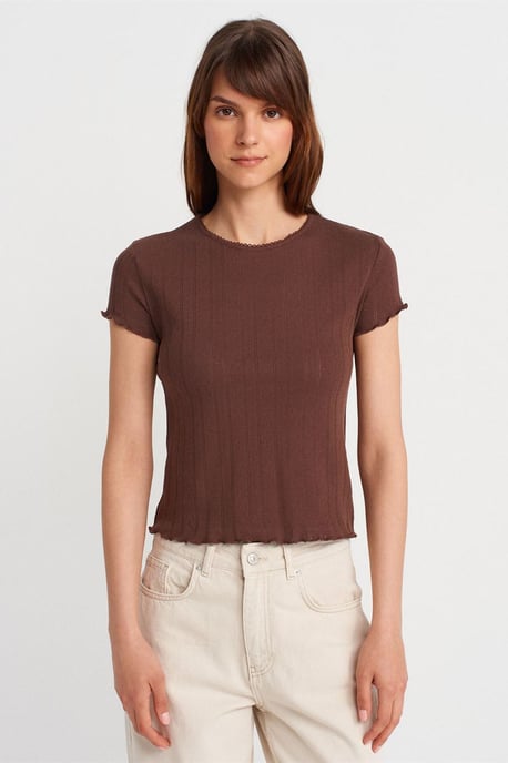 Damen Slim Fit Baumwoll Rundhals T-Shirt - Image 1