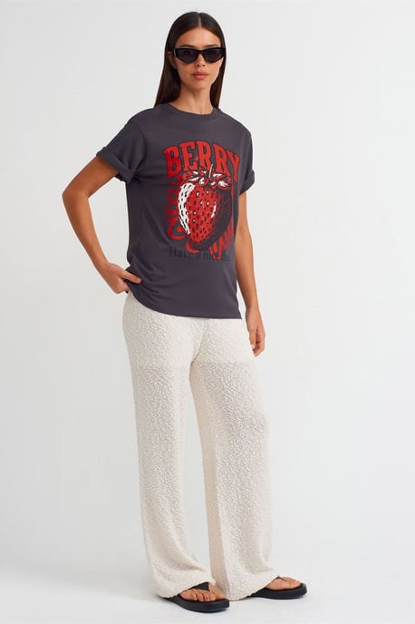 Damen Baumwolle Bedrucktes Rundhals-T-Shirt - Image 3