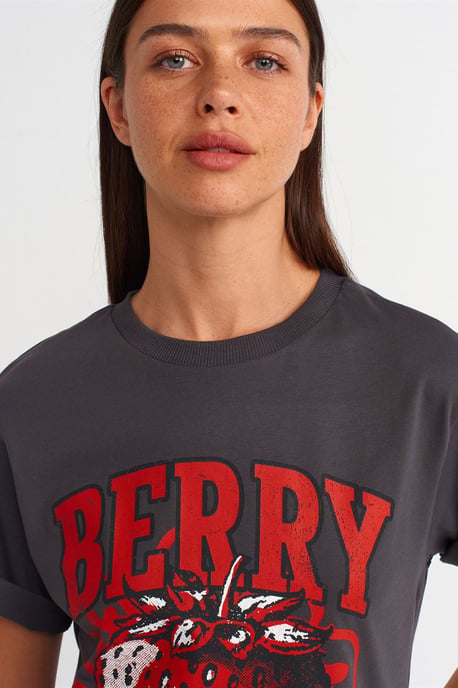 Damen Baumwolle Bedrucktes Rundhals-T-Shirt - Image 4
