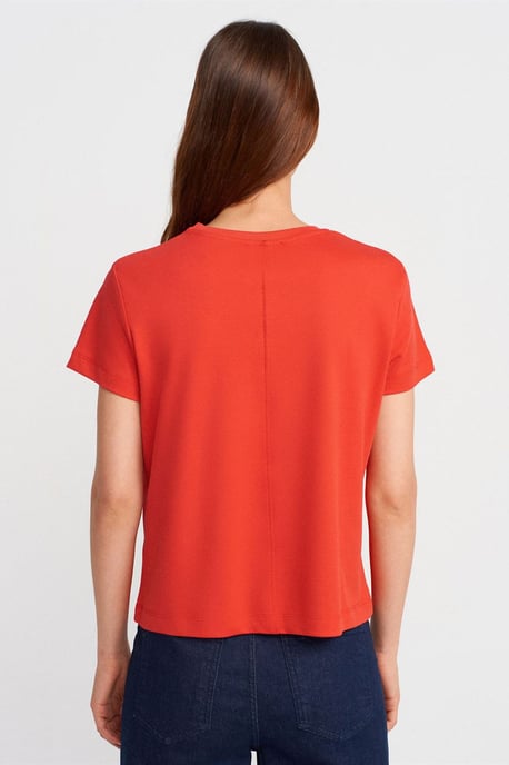 Damen Baumwoll-Rippstrick Rundhals-T-Shirt - Image 2