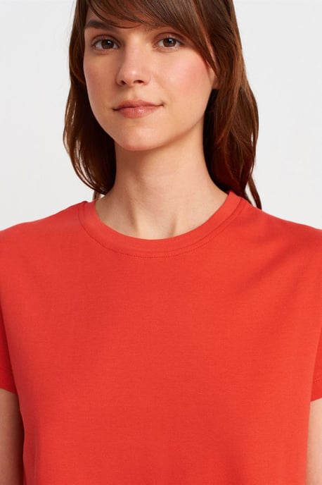Damen Baumwoll-Rippstrick Rundhals-T-Shirt - Image 3