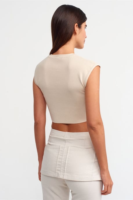 Damen ärmelloses geripptes Crop-Top-T-Shirt - Image 2