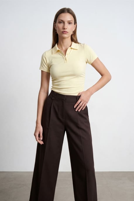 Damen Slim Fit Polo-Shirt in verkürzter Form - Image 1