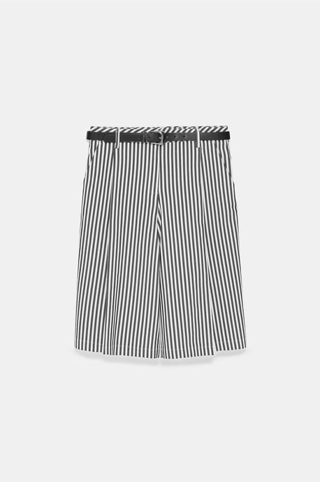 Damen Hochtaillierte Gestreifte Gürtelschnitten Shorts - Image 6