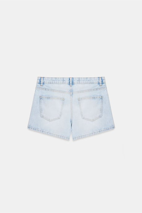 Hochtaillierte Baumwolljeansshorts - Image 6