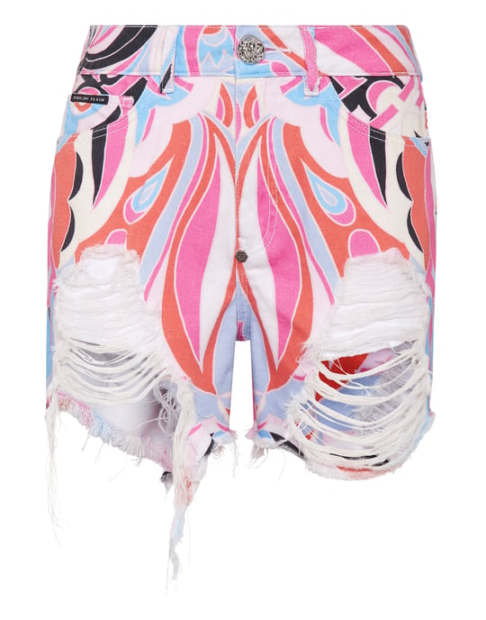 Philipp Plein Denim-Shorts Circus - Weiß - Image 1