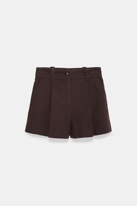 Hochtaillierte Baumwoll-Popeline Shorts mit Gürtel - Image 5