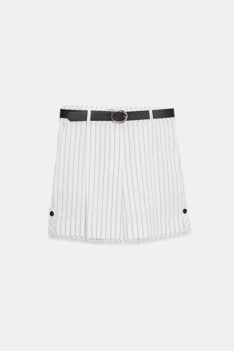 Hoch taillierte gestreifte Shorts mit Gürtel - Image 5