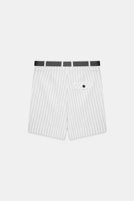 Hoch taillierte gestreifte Shorts mit Gürtel - Image 6
