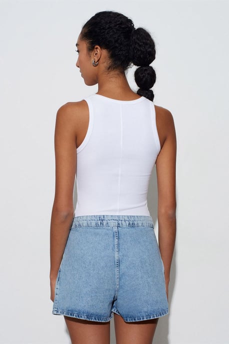 Hochtaillende weite Baumwoll-Denim-Shorts - Image 2