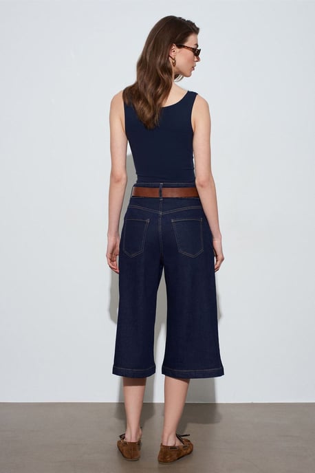 Hochtaillierte Weite Denim-Shorts - Image 2