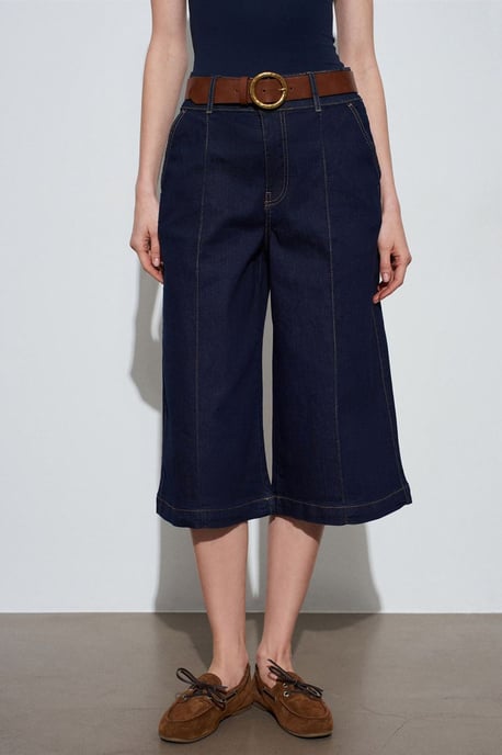 Hochtaillierte Weite Denim-Shorts - Image 3