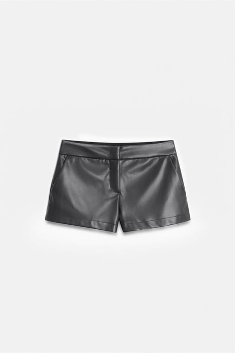 Hohe Taille Kunstleder Mini-Shorts - Image 3