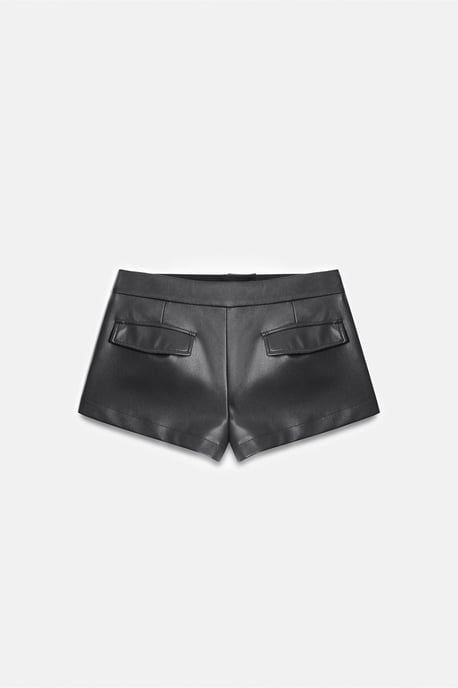 Hohe Taille Kunstleder Mini-Shorts - Image 4