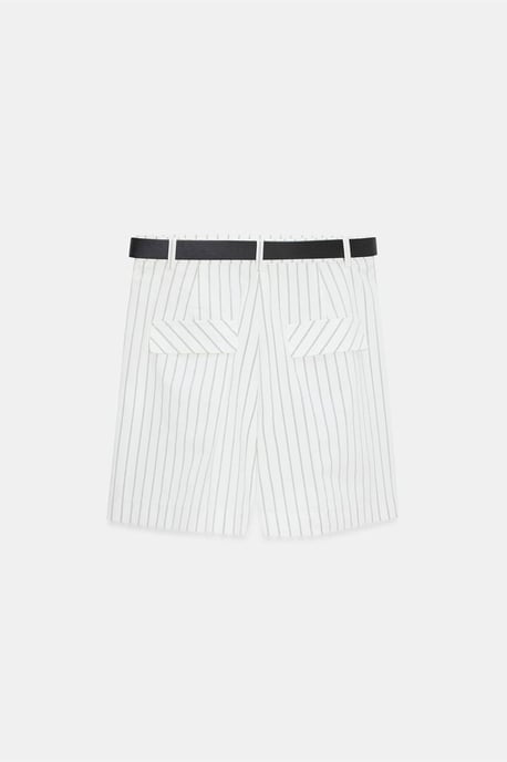 Damen Hochtaillierte gestreifte Shorts mit Gürtel - Image 6