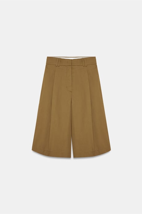 Hochtaillierte Baumwoll-Popeline Capri-Shorts - Image 5
