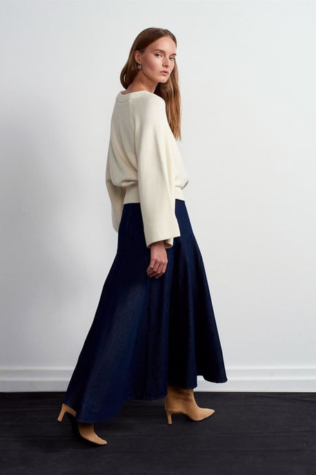 Hochtaillierter Maxi A-Linien Jeansrock - Image 1
