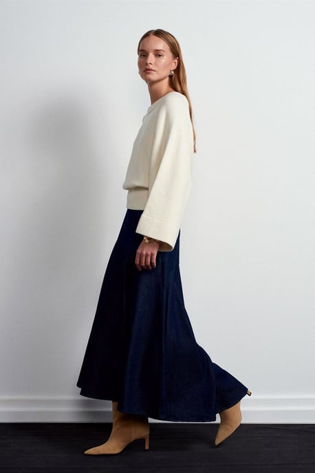 Hochtaillierter Maxi A-Linien Jeansrock - Image 3